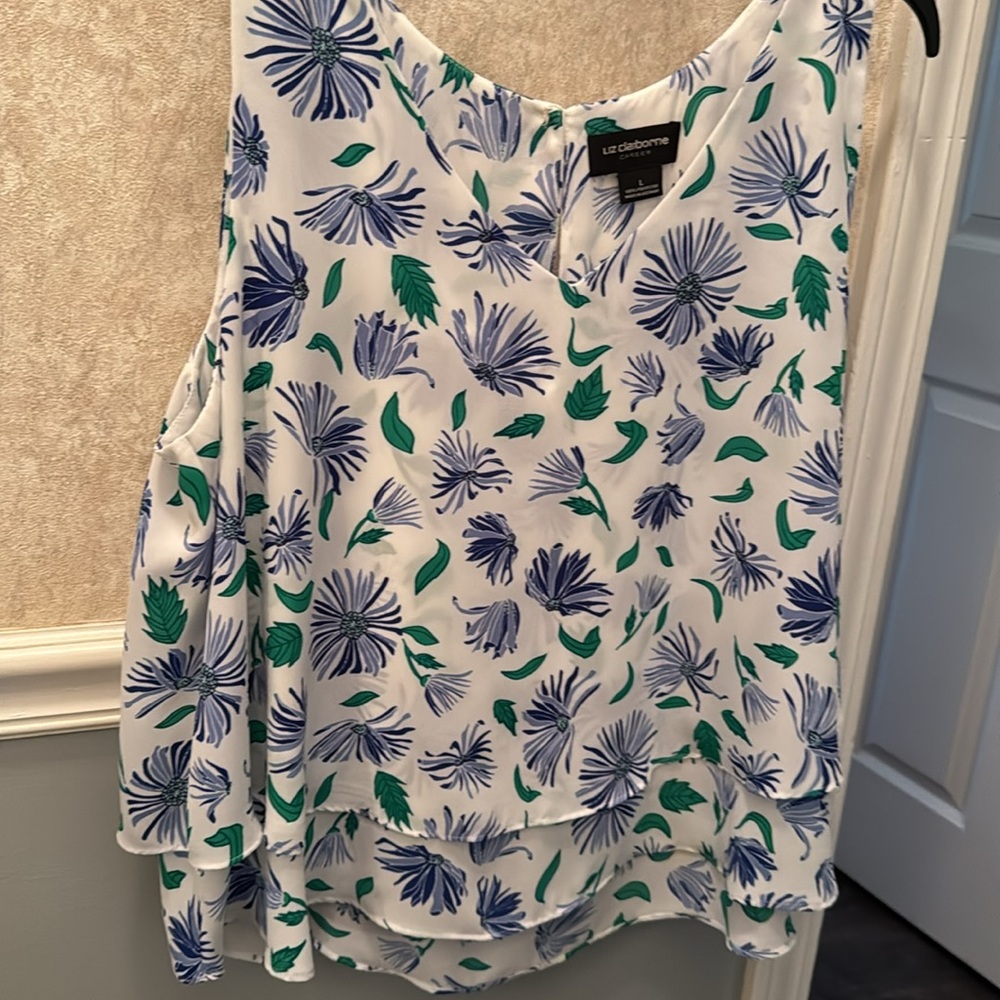 Two Women's Floral Sleeveless Tops Size L NWT & NWOT - Picture 10 of 12
